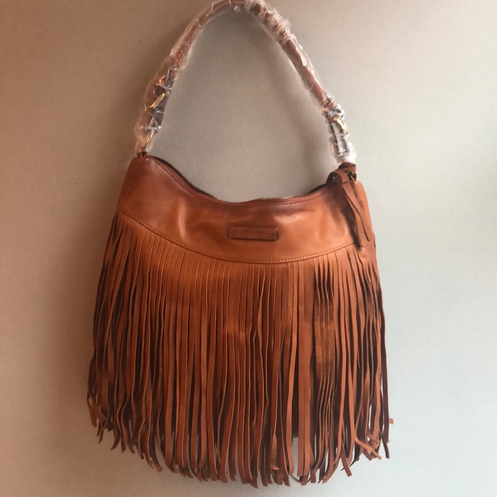 NWT FRYE HEIDI FRINGE HOBO WHISKEY